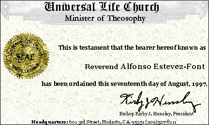 Minister's Certificate